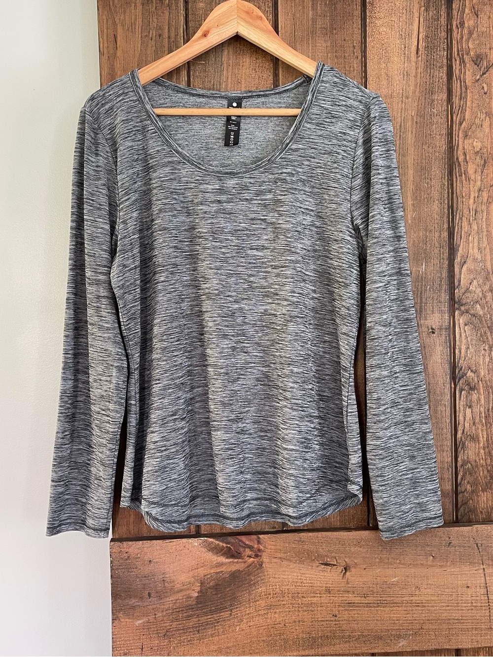 Yogalicious Heather Grey Space Dye Long Sleeve Workout Warmup Top XL